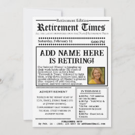 Vintage “Retirement Times” Newspaper Invitation Kaart