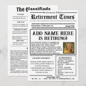 Vintage “Retirement Times” Newspaper Invitation Kaart (Voorkant / Achterkant)