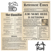 Vintage “Retirement Times” Newspaper Invitation  Kaart