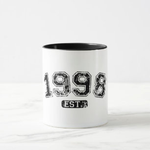 Vintage Retro 1998 Grunge Est. Oprichting Grafisch Mok