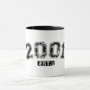 Vintage Retro 2001 Grunge Opgericht Grafisch ontwe Mok