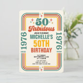 Vintage Retro 50 And Fabulous Birthday Kaart (Staand voorkant)
