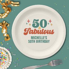 Vintage Retro 50 And Fabulous Birthday Papieren Bordje