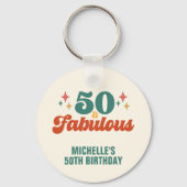 Vintage Retro 50 And Fabulous Birthday Sleutelhanger (Voorkant)