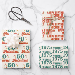 Vintage Retro 50 En Fabulous Verjaardag Inpakpapier Vel
