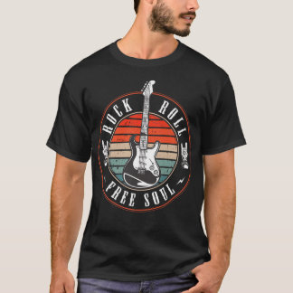 Vintage Retro 80s Music Guitar Free Soul Rock & Ro T-shirt