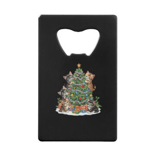 Vintage Retro 90's Katten Kerstboom Huisdier Liefh Creditkaart Flessenopener