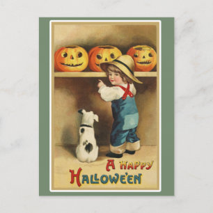 Vintage Retro A Happy Halloween Briefkaart