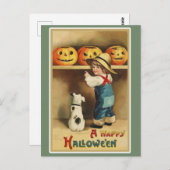 Vintage Retro A Happy Halloween Briefkaart (Voorkant / Achterkant)