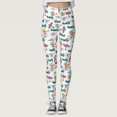 vintage retro airplane pattern leggings (Voorkant)