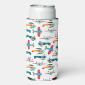 vintage retro airplane pattern seltzer blikjeskoeler (Seltzer Achterkant)