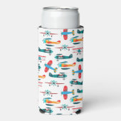 vintage retro airplane pattern seltzer blikjeskoeler (Seltzer Voorkant)