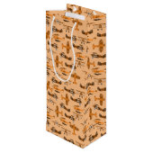 vintage retro airplane pattern wijn cadeautas (Achterkant Gekanteld)