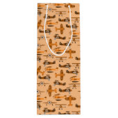 vintage retro airplane pattern wijn cadeautas (Achterkant)