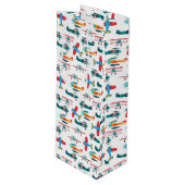 vintage retro airplane pattern wijn cadeautas (Voorkant Gekanteld)