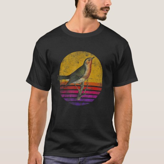 Vintage Retro American Robin Bird T-shirt (Voorkant)