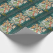 Vintage Retro Angels Kerstmis Cadeaupapier (Hoek)
