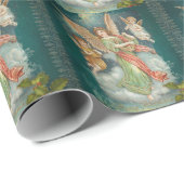 Vintage Retro Angels Kerstmis Cadeaupapier (Rol Hoek)