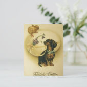 Vintage Retro Art Duitse Egg Dachshund Pasen Feestdagenkaart (Staand voorkant)