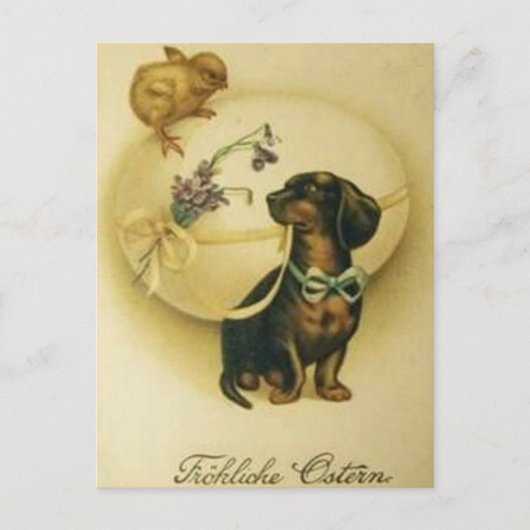 Vintage Retro Art Duitse Egg Dachshund Pasen Feestdagenkaart (Voorkant)