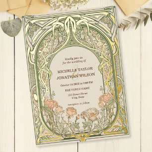 Vintage Retro Art Nouveau Botanische Tuin Frame Folie Uitnodiging