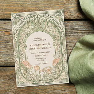 Vintage Retro Art Nouveau Botanische Tuin Frame Kaart