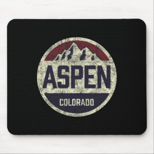Vintage Retro Aspen Colorado Bergcirkel Skiën Muismat