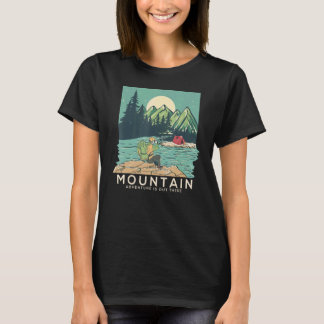 Vintage Retro Avontuur is Daar Kamp Meer Wandel T-shirt
