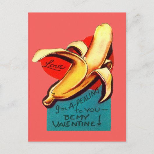 Vintage Retro Banana Valentine Card Feestdagenkaart (Voorkant)