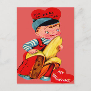 Vintage Retro Banana Valentine Card Feestdagenkaart