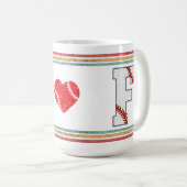 Vintage Retro Baseball Letter F Distressed Koffiemok (Voorkant rechts)