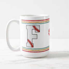 Vintage Retro Baseball Letter F Distressed Koffiemok