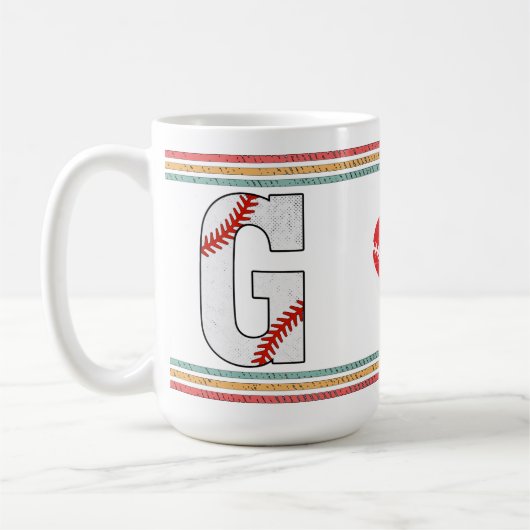 Vintage Retro Baseball Letter G Old School Koffiemok (Links)