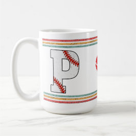 Vintage Retro Baseball Letter P Old School Koffiemok