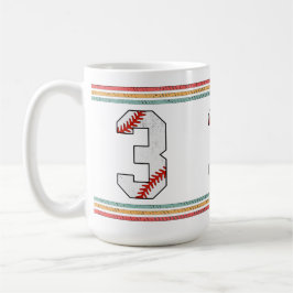Vintage Retro Baseball Number 3 Typography Koffiemok