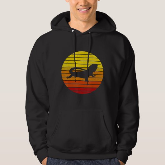 Vintage Retro Bearded Dragon Sunset Hoodie (Voorkant)
