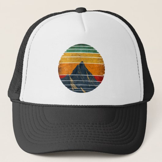 Vintage Retro Bergbeklimmen Wandelen Bergbeklimmer Trucker Pet (Voorkant)