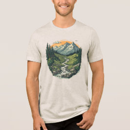 Vintage Retro Berglandschap Wandel Natuur Tri-Blend Shirt