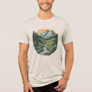 Vintage Retro Berglandschap Wandel Natuur Tri-Blend Shirt