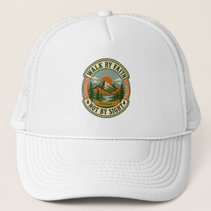 Vintage Retro Bergzonneopgang Christelijke Wandela Trucker Pet