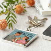 Vintage Retro "Bescheidenheid is het beste beleid" Sleutelhanger (Zijkant)