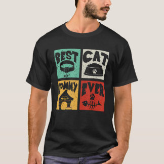Vintage Retro Best Cat Mam Ever Matching Eigenaar  T-shirt