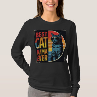 Vintage Retro Best Cat Mama Ever Funny Cat Lover M T-shirt