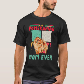 Vintage Retro Best Pomeranian Mam Ever Dog Sunglas T-shirt