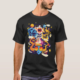 Vintage Retro Bevrijd Je Geest 60's Boho Vrede Lie T-shirt