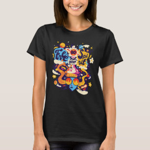 Vintage Retro Bevrijd Je Geest 60's Boho Vrede Lie T-shirt
