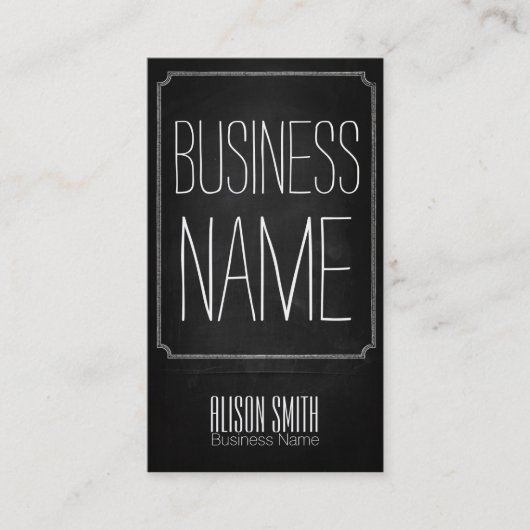 Vintage retro black chalkboard visitekaartje (Voorkant)