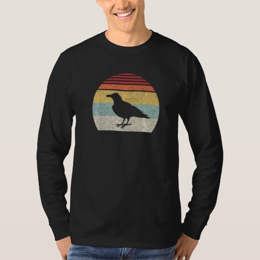 Vintage Retro Black Crow Raven Bird T-shirt (Voorkant)