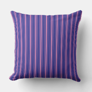 Vintage Retro Blauw Roze Stippen Streep Pinstripe Kussen