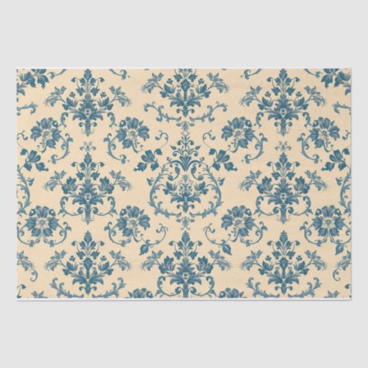 Vintage Retro Blauwe toile de jouy Tissuepapier (Voorkant)
